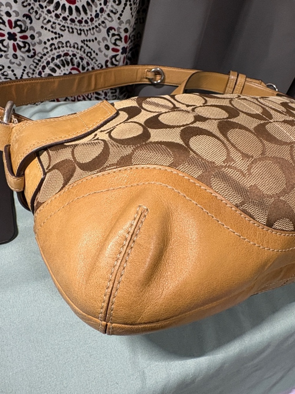 Coach Soho Signature Khaki Brown Buckle Hobo Shoulder Bag J05K-7077 - Picture 8 of 13